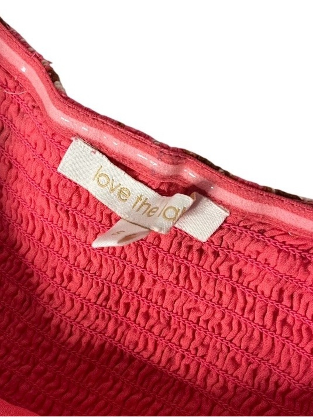 LOVE THE LABEL Anthropologie Pink Paisley Dress Off The Shoulder Maxi Size Small - Picture 9 of 12